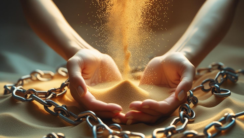 billy coull art of self forgiveness hands with sand