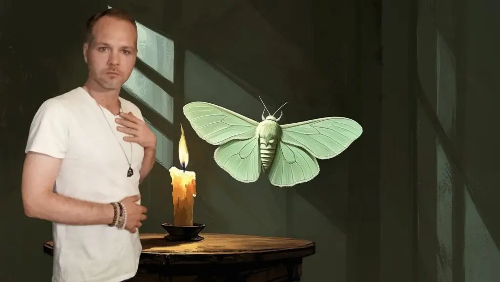 billy coull with moth and candle